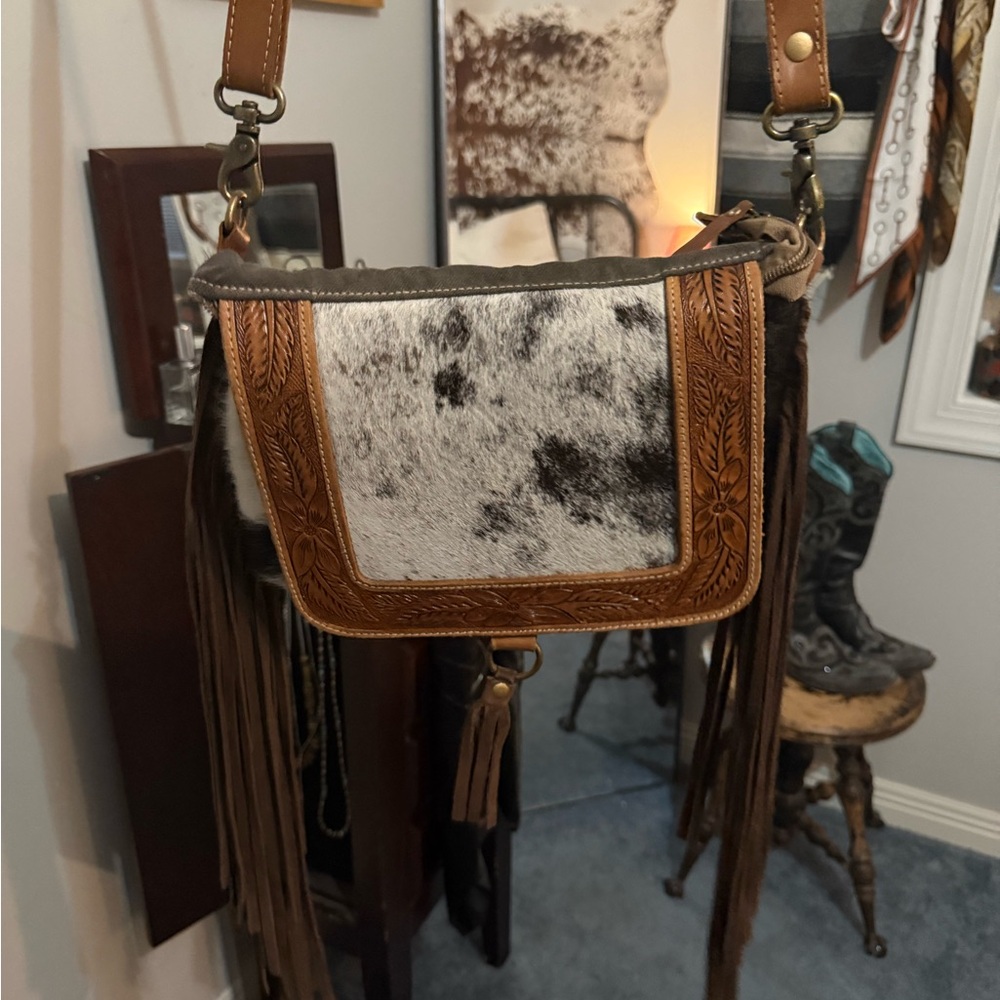 Myra Leather Fringe Bag